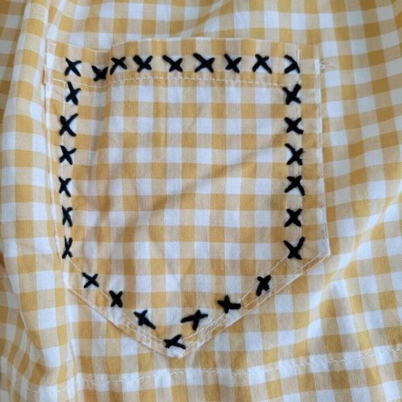 Handmade Black Stitched Yellow Gingham Apron One Size - Picture 6 of 8